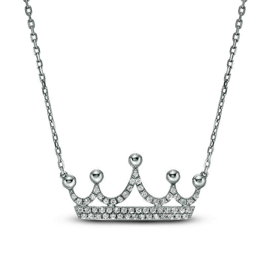0.2 CT. T.W. Natural Diamond Crown Necklace in 10K White Gold