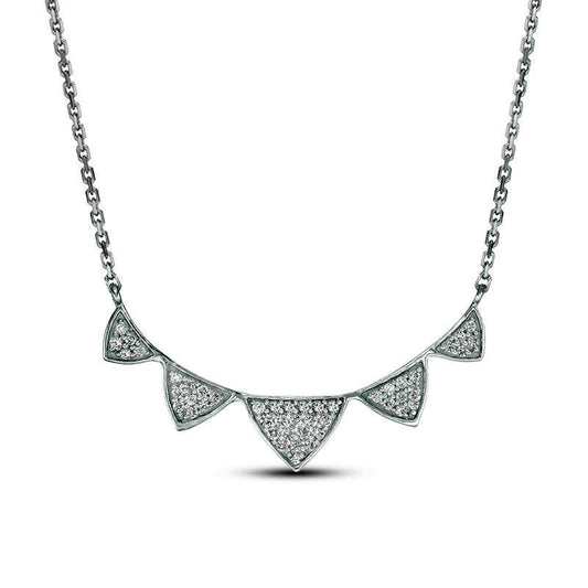 0.17 CT. T.W. Natural Diamond Graduated Triangle Necklace in 10K White Gold