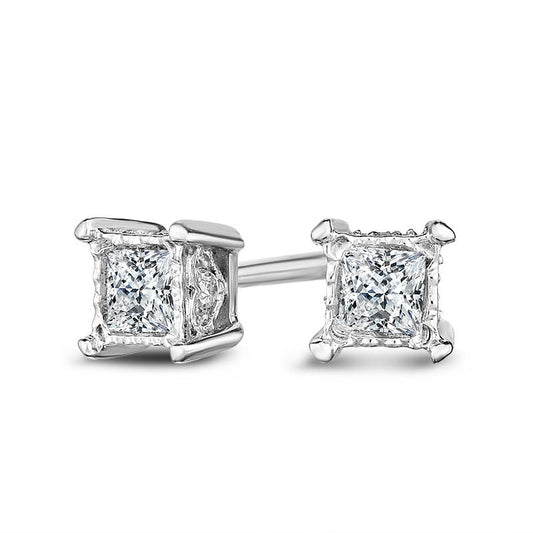 0.2 CT. T.W. Princess-Cut Diamond Solitaire Stud Earrings in 14K White Gold