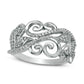 0.20 CT. T.W. Natural Diamond Scroll Vine with Leaves Anniversary Band in Solid 10K White Gold