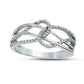 0.17 CT. T.W. Natural Diamond Layered Crossover Looped Ring in Solid 10K White Gold