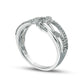 0.17 CT. T.W. Natural Diamond Layered Crossover Looped Ring in Solid 10K White Gold