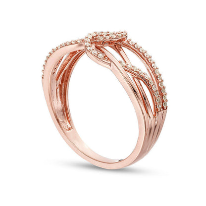 0.17 CT. T.W. Natural Diamond Layered Crossover Looped Ring in Solid 10K Rose Gold