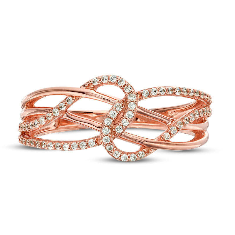 0.17 CT. T.W. Natural Diamond Layered Crossover Looped Ring in Solid 10K Rose Gold