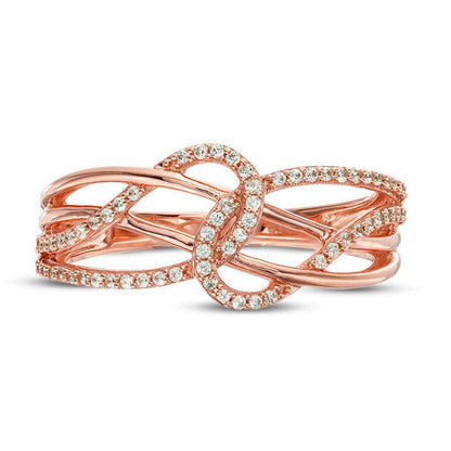 0.17 CT. T.W. Natural Diamond Layered Crossover Looped Ring in Solid 10K Rose Gold