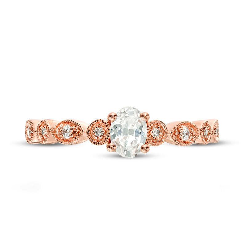 0.38 CT. T.W. Oval Natural Diamond Antique Vintage-Style Engagement Ring in Solid 14K Rose Gold