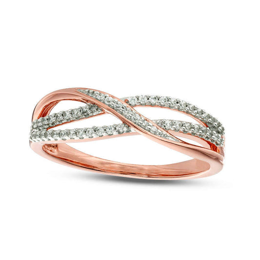 0.17 CT. T.W. Natural Diamond Layered Crossover Anniversary Band in Solid 10K Rose Gold