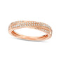0.17 CT. T.W. Natural Diamond Crossover Antique Vintage-Style Anniversary Band in Solid 10K Rose Gold