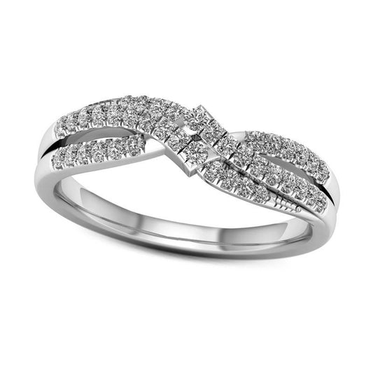 0.33 CT. T.W. Natural Diamond Crossover Anniversary Band in Solid 10K White Gold