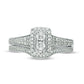 0.38 CT. T.W. Natural Diamond Rectangle Frame Antique Vintage-Style Bridal Engagement Ring Set in Solid 14K White Gold