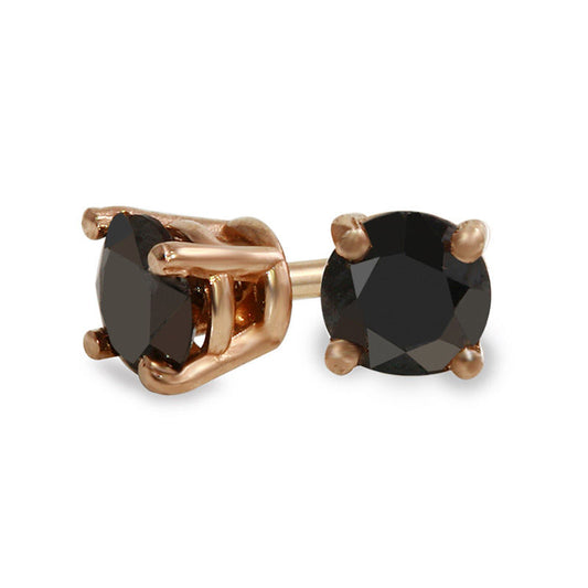 0.33 CT. T.W. Enhanced Black Diamond Solitaire Stud Earrings in 14K Rose Gold