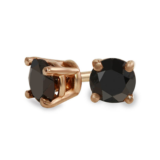 0.63 CT. T.W. Enhanced Black Diamond Solitaire Stud Earrings in 14K Rose Gold