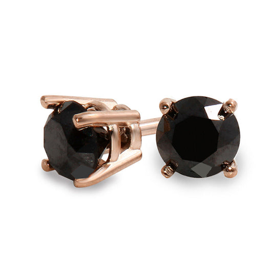 3 CT. T.W. Enhanced Black Diamond Solitaire Stud Earrings in 14K Rose Gold