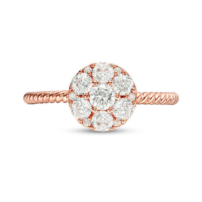 0.75 CT. T.W. Composite Natural Diamond Twist Rope Shank Engagement Ring in Solid 14K Rose Gold