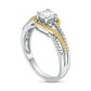 0.63 CT. T.W. Natural Diamond Multi-Row Rope Shank Bypass Engagement Ring in Solid 14K Two-Tone Gold
