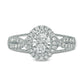 0.50 CT. T.W. Natural Diamond Oval Frame Twist Antique Vintage-Style Engagement Ring in Solid 14K White Gold