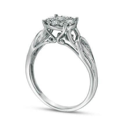 0.33 CT. T.W. Composite Natural Diamond Loop Shank Engagement Ring in Solid 10K White Gold