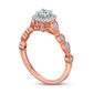 0.38 CT. T.W. Natural Diamond Cushion Frame Antique Vintage-Style Engagement Ring in Solid 14K Rose Gold
