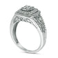 0.50 CT. T.W. Natural Diamond Double Cushion Frame Twist Antique Vintage-Style Engagement Ring in Solid 10K White Gold