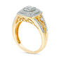 0.50 CT. T.W. Natural Diamond Double Cushion Frame Twist Antique Vintage-Style Engagement Ring in Solid 10K Yellow Gold