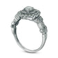 0.63 CT. T.W. Natural Diamond Scallop Frame Leaf Shank Antique Vintage-Style Engagement Ring in Solid 10K White Gold