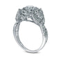 1.75 CT. T.W. Natural Diamond Oval Frame Leaf-Sides Antique Vintage-Style Engagement Ring in Solid 14K White Gold