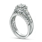 1.0 CT. T.W. Certified Princess-Cut Natural Diamond Frame Antique Vintage-Style Bridal Engagement Ring Set in Solid 14K White Gold (I/I1)