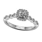 0.38 CT. T.W. Natural Diamond Cushion Frame Alternating Shaped Shank Antique Vintage-Style Engagement Ring in Solid 14K White Gold