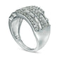 1.0 CT. T.W. Baguette and Round Natural Diamond Wrap Ring in Solid 10K White Gold