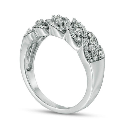 0.33 CT. T.W. Natural Diamond Wave Band in Solid 10K White Gold