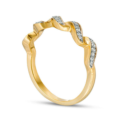0.13 CT. T.W. Natural Diamond Twist Stackable Band in Solid 10K Yellow Gold