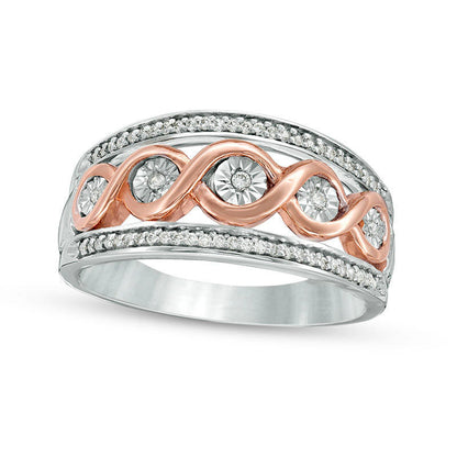 0.20 CT. T.W. Natural Diamond Infinity Twist Band in Sterling Silver and Solid 10K Rose Gold
