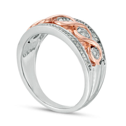 0.20 CT. T.W. Natural Diamond Infinity Twist Band in Sterling Silver and Solid 10K Rose Gold