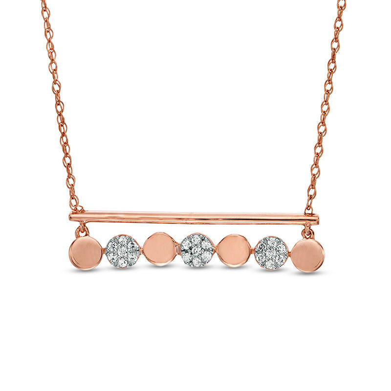0.17 CT. T.W. Natural Diamond Circle and Bar Necklace in 10K Rose Gold
