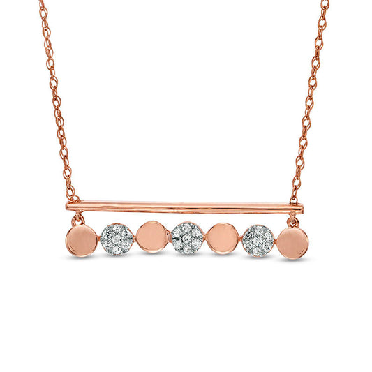 0.17 CT. T.W. Natural Diamond Circle and Bar Necklace in 10K Rose Gold