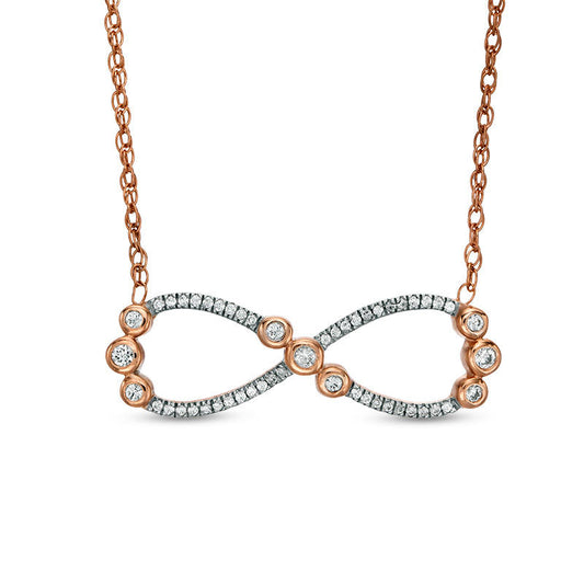 0.17 CT. T.W. Natural Diamond Infinity Necklace in 10K Rose Gold