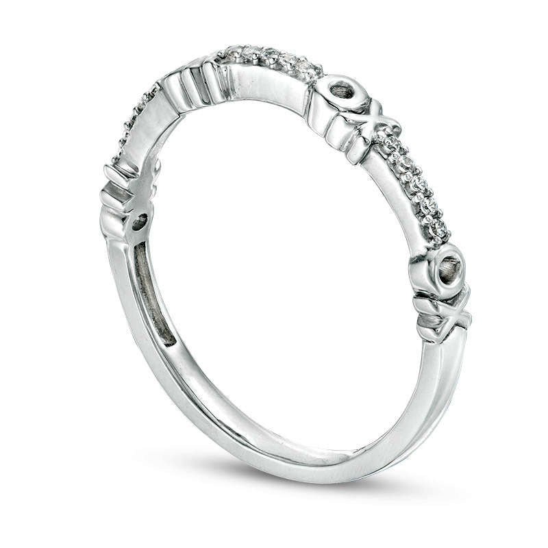 0.05 CT. T.W. Natural Diamond "XO" Stackable Band in Solid 10K White Gold