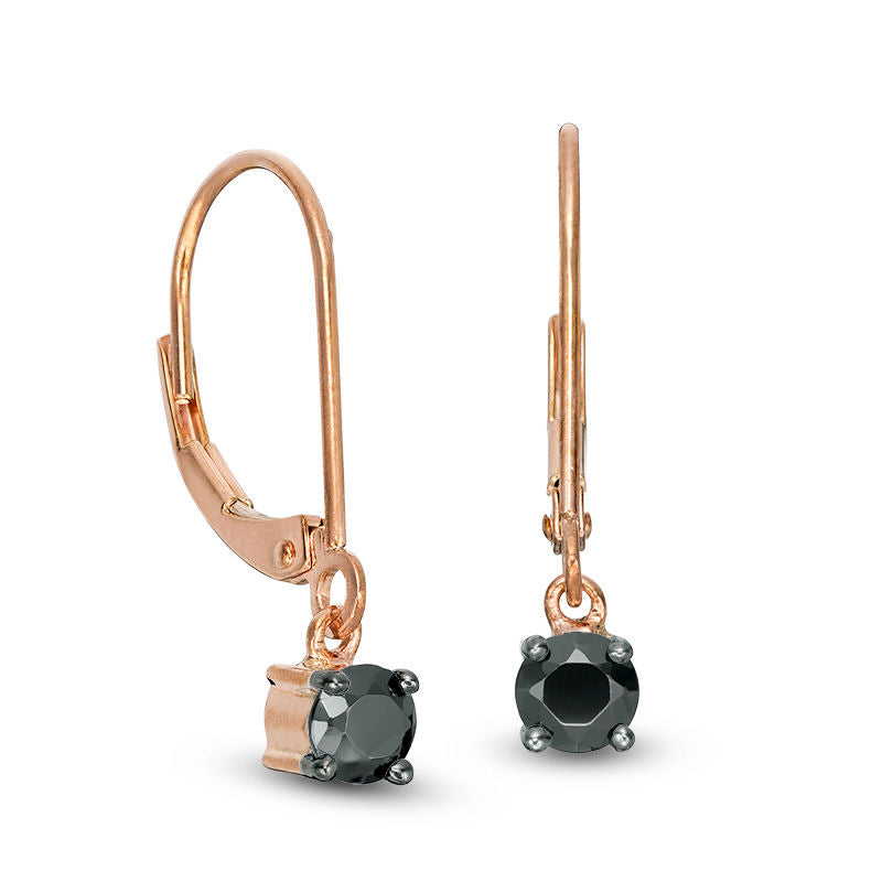 1 CT. T.W. Enhanced Black Diamond Solitaire Drop Earrings in 10K Rose Gold