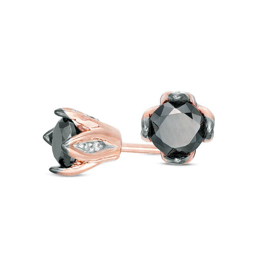 0.5 CT. T.W. Enhanced Black and White Diamond Solitaire Stud Earrings in 10K Rose Gold