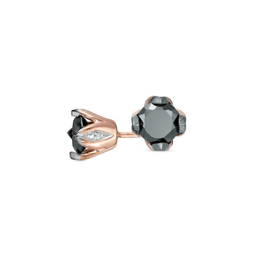 1 CT. T.W. Enhanced Black and White Diamond Solitaire Stud Earrings in 10K Rose Gold