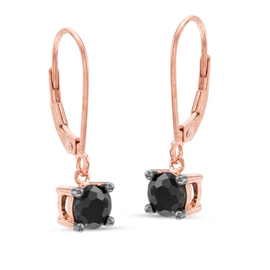 1.25 CT. T.W. Enhanced Black Diamond Solitaire Drop Earrings in 10K Rose Gold