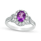 Oval Amethyst and Lab-Created White Sapphire Frame Antique Vintage-Style Buckle Ring in Sterling Silver