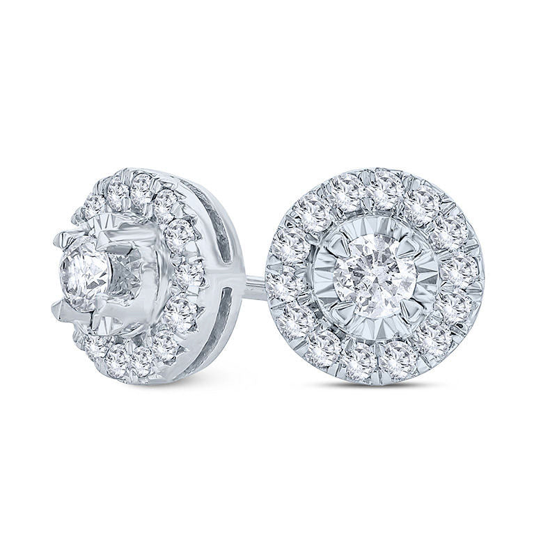 0.33 CT. T.W. Diamond Frame Stud Earrings in 10K White Gold