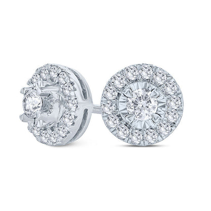 0.33 CT. T.W. Diamond Frame Stud Earrings in 10K White Gold