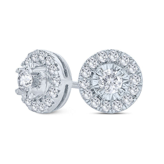 0.33 CT. T.W. Diamond Frame Stud Earrings in 10K White Gold