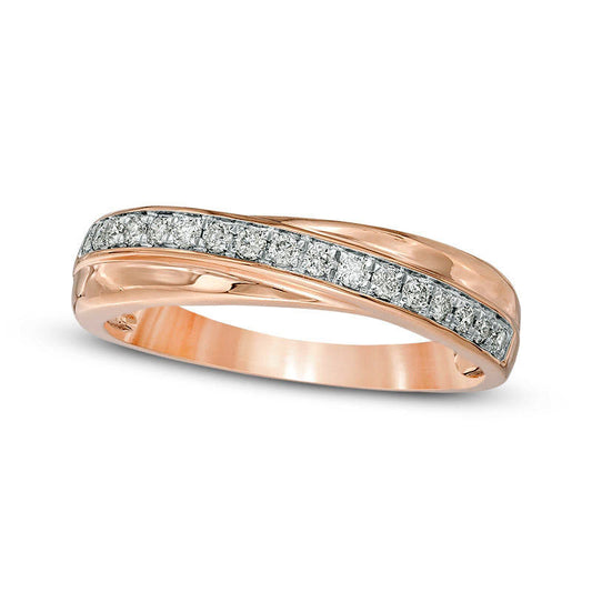 0.20 CT. T.W. Natural Diamond Crossover Anniversary Band in Solid 10K Rose Gold
