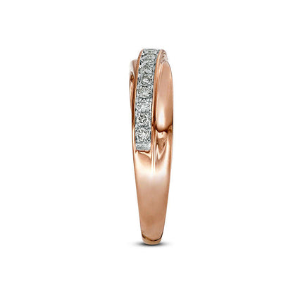 0.20 CT. T.W. Natural Diamond Crossover Anniversary Band in Solid 10K Rose Gold