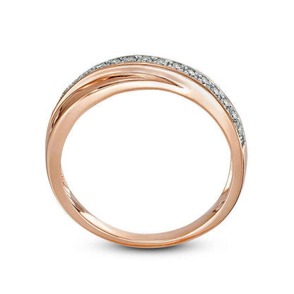 0.20 CT. T.W. Natural Diamond Crossover Anniversary Band in Solid 10K Rose Gold