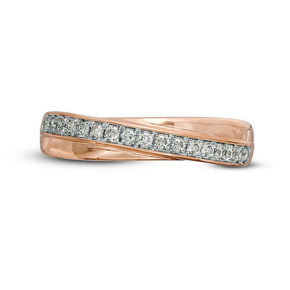 0.20 CT. T.W. Natural Diamond Crossover Anniversary Band in Solid 10K Rose Gold