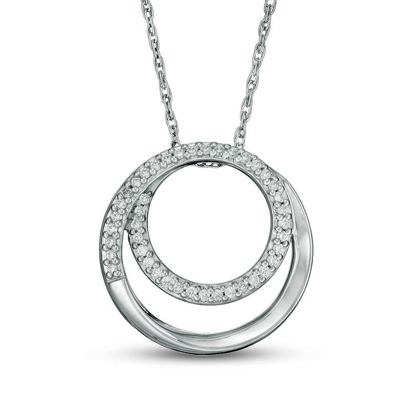 0.13 CT. T.W. Natural Diamond Spiral Open Circle Pendant in Sterling Silver